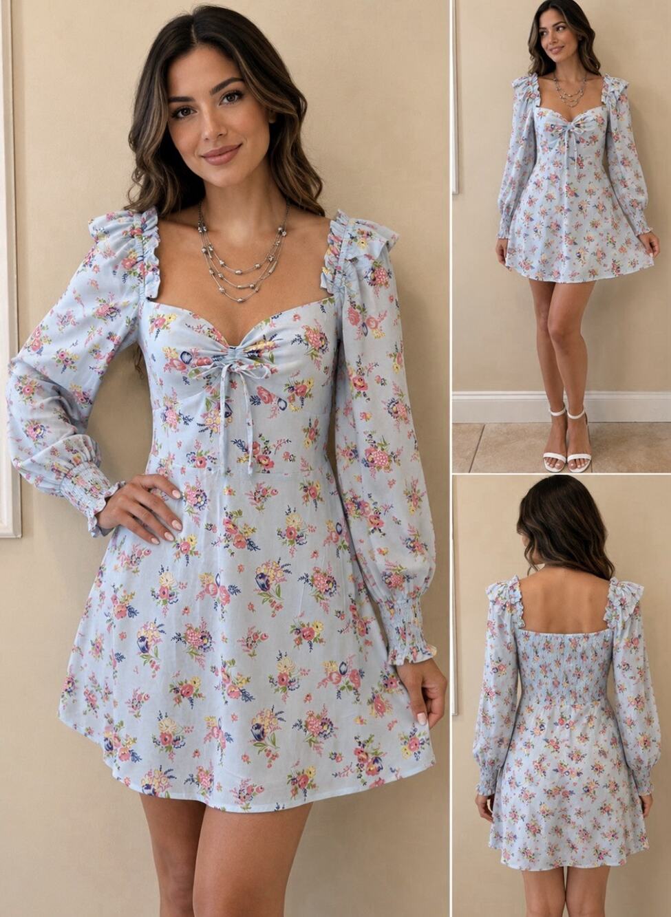 Faithfull the Brand Boho-inspired Cottagecore Floral Mini Dress – Women’s Size L